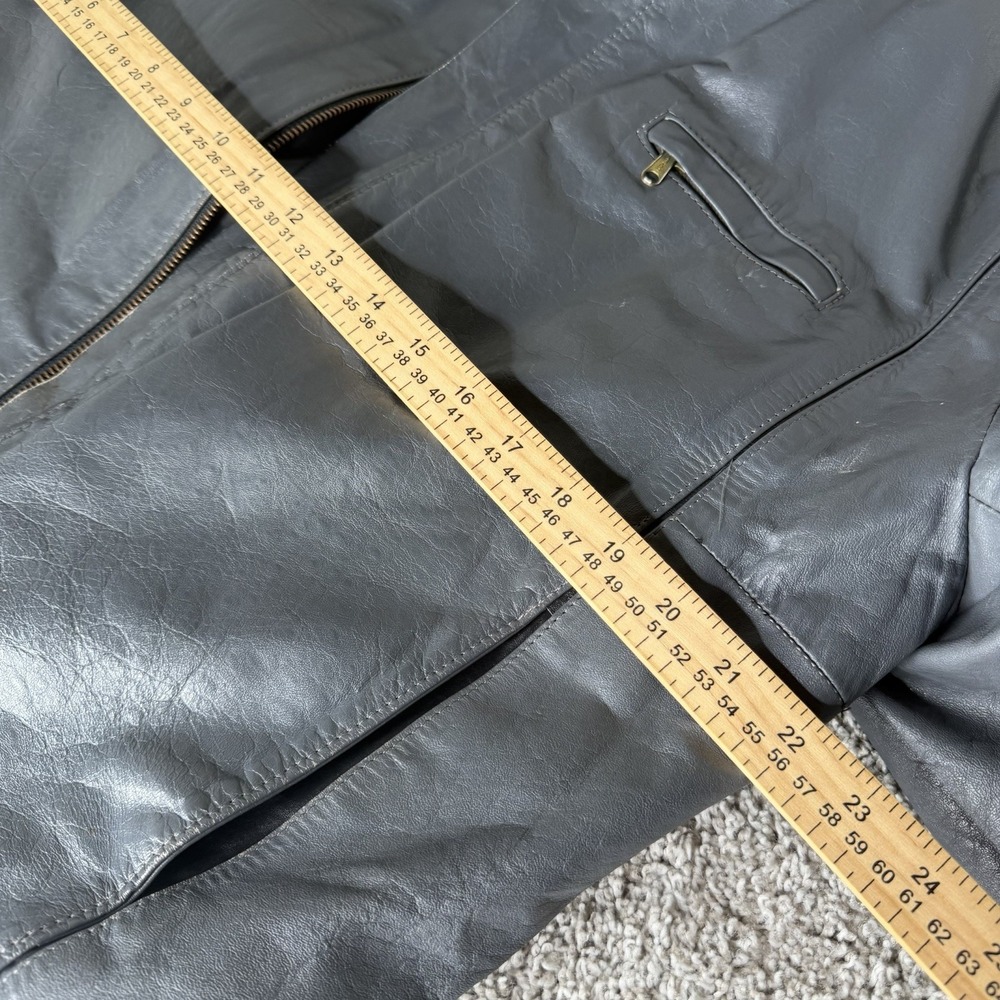 Vintage Genuine Leather Size 44 Men's Grey Jacker Coat Made in Brazil - Picture 10 of 11